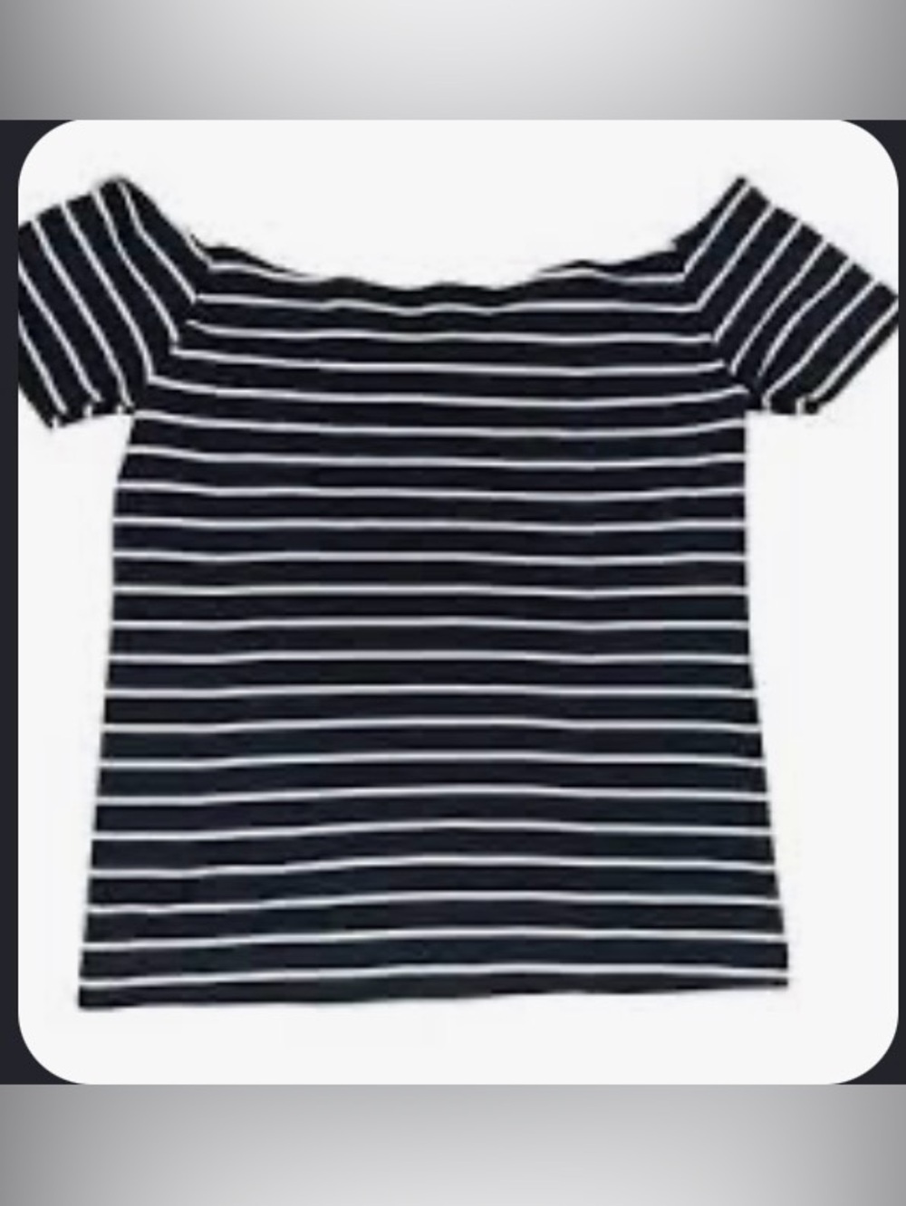 Brandy Melville Black and White Striped Off-Shoulder Tee